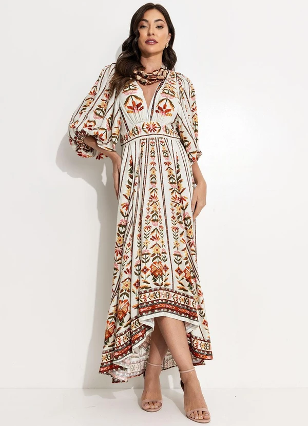 Farm - Vestido Longo Tapete de Cor Bege 3