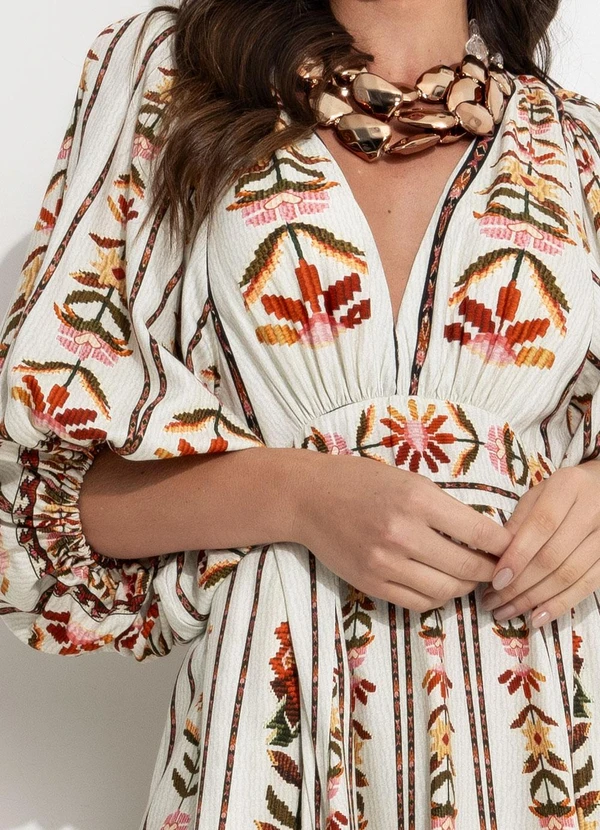 Farm - Vestido Longo Tapete de Cor Bege 8