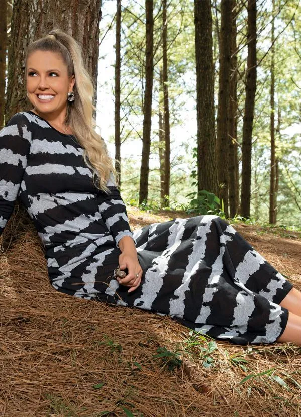 Queima Estoque - Vestido Longo Tie Dye Mescla com Mangas 3