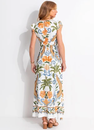 Farm - Vestido Longo Tina Bege - FARM