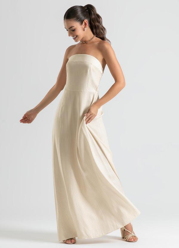 Cativa - Vestido Longo Tomara que Caia em Viscose Bege