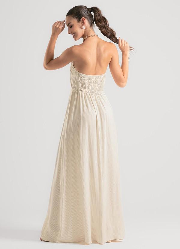 Cativa - Vestido Longo Tomara que Caia em Viscose Bege 2