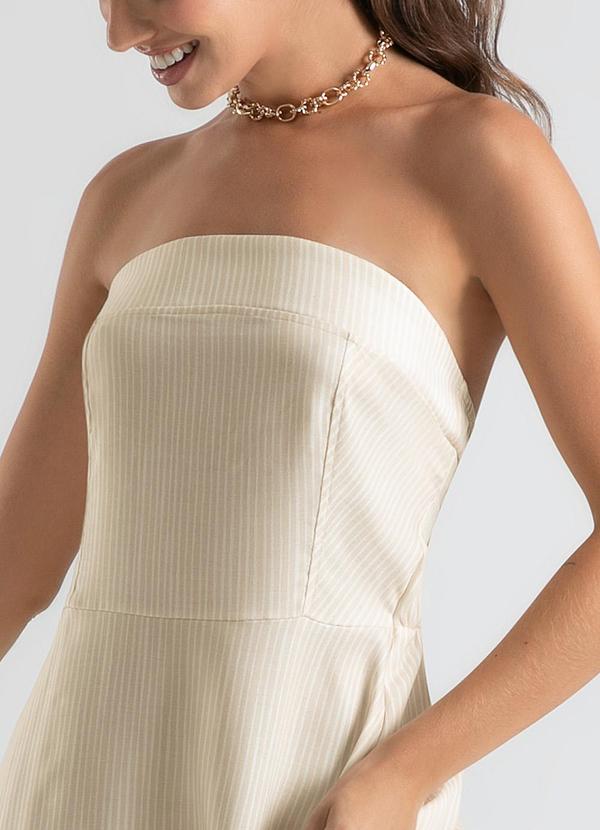 Cativa - Vestido Longo Tomara que Caia em Viscose Bege 3