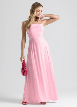 Cativa - Vestido Longo Tomara que Caia em Viscose Rosa - CATIVA