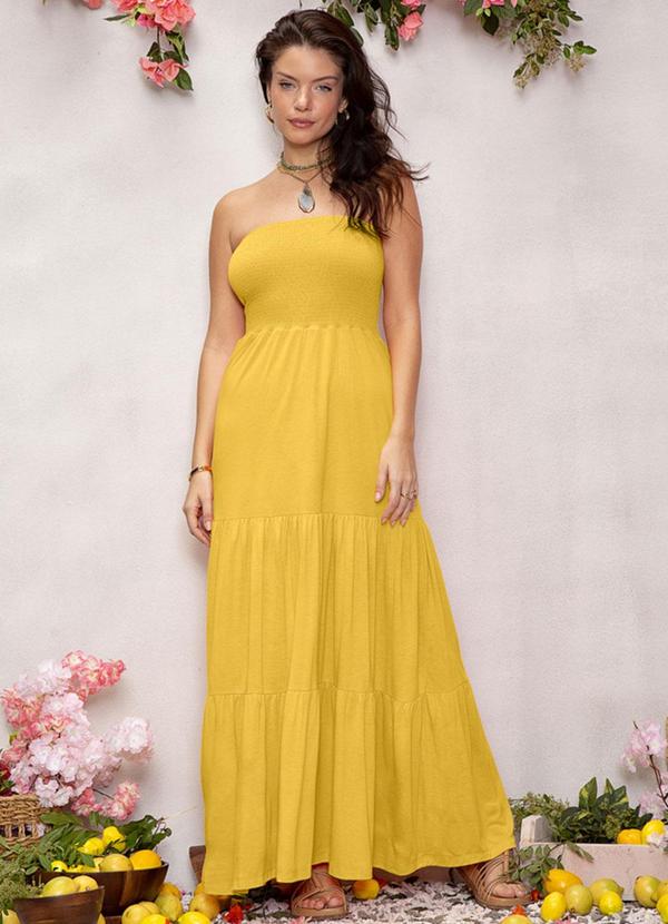 Use Modo - Vestido Longo Tomara que Caia Lastex Amarelo 1