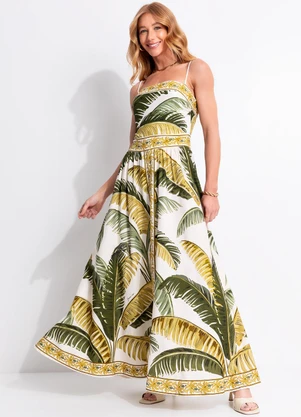 Farm - Vestido Longo Trancoso Bege - FARM