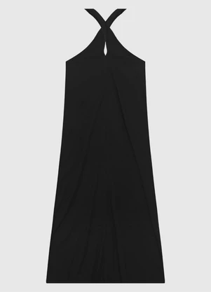 Enfim - Vestido Longo Transpassado Preto - ENFIM