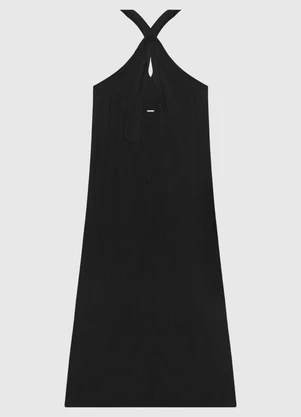 Enfim - Vestido Longo Transpassado Preto - ENFIM