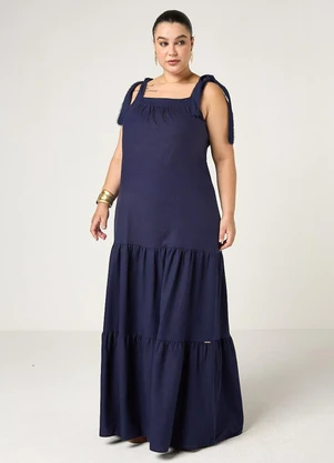 Elegance - Vestido Longo Três Marias Alça Azul Blue Space - ELEGANCE