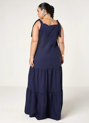 Elegance - Vestido Longo Três Marias Alça Azul Blue Space - ELEGANCE