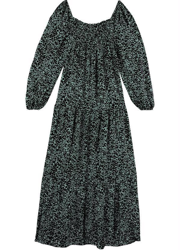 Enfim - Vestido Longo Três Marias Animal Print Preto
