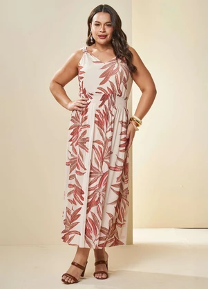 Doce Trama - Vestido Longo Tropical de Alça em Tule Estampado - DOCE TRAMA