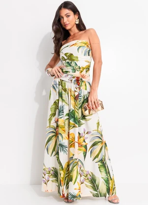 Farm - Vestido Longo Tropicalia Off White - FARM