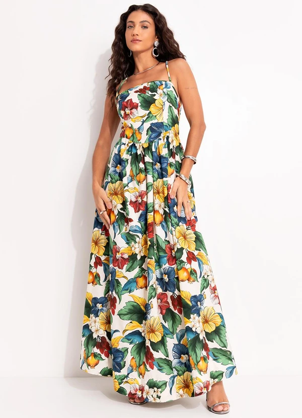 Farm - Vestido Longo Tropicalzinho Bege 3