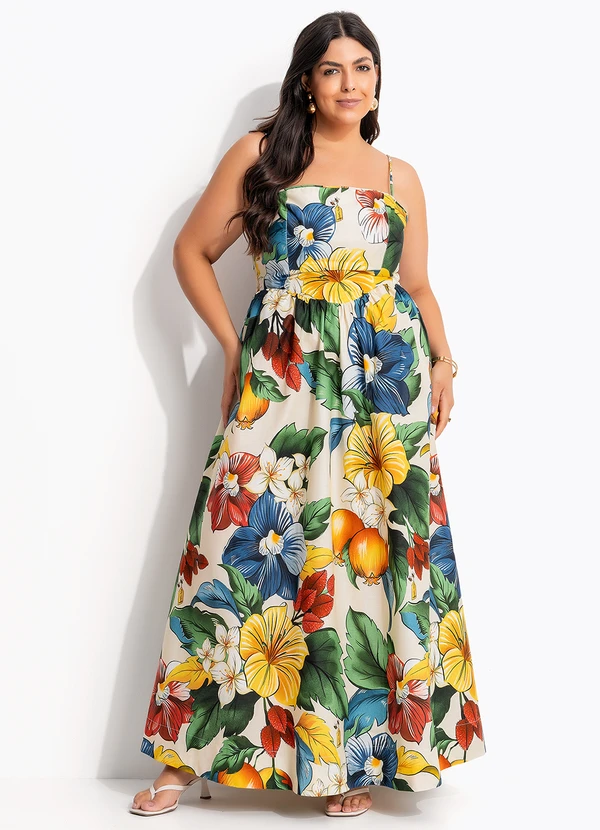 Farm - Vestido Longo Tropicalzinho Bege 6
