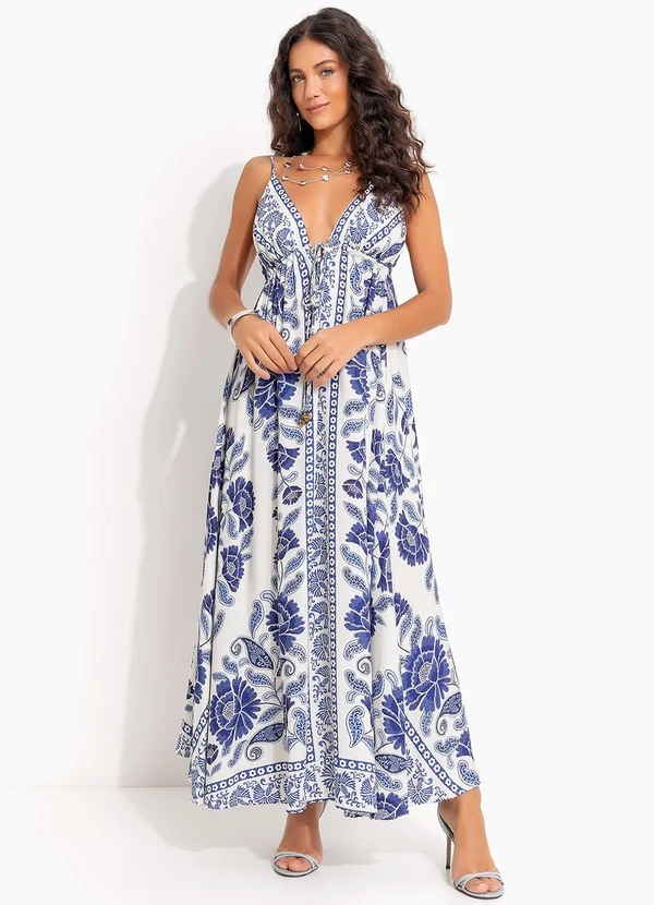 Farm - Vestido Longo Valentina Azul 1