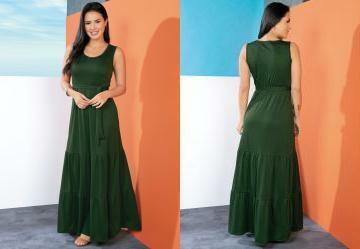 Vestido Longo Verde com Babados