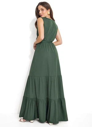 Moda Pop - Vestido Longo Verde com Babados - MODA POP