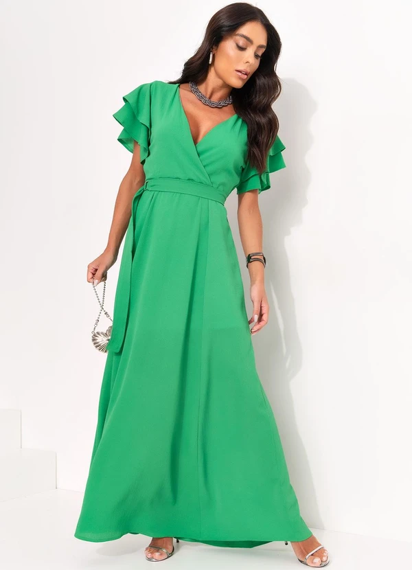 Quintess - Vestido Longo Verde com Cinto 5