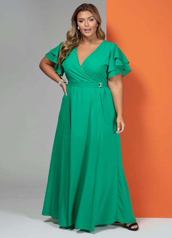 Quintess - Vestido Longo Verde com Cinto 3