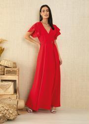Vestido Longo Vermelho com Cinto