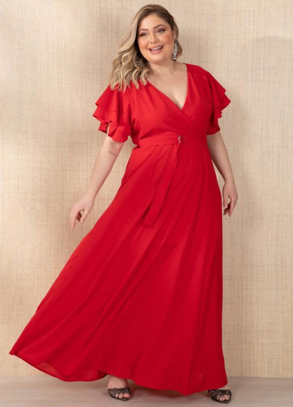 Quintess - Vestido Longo Vermelho com Cinto 3