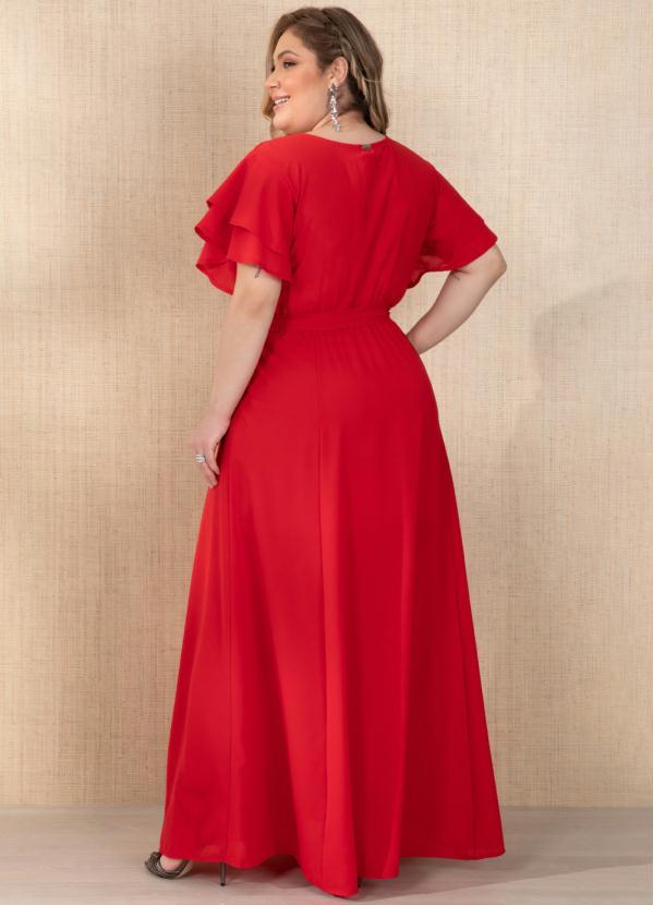 Quintess - Vestido Longo Vermelho com Cinto 2