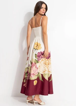 Farm - Vestido Longo Versalles Bege - FARM