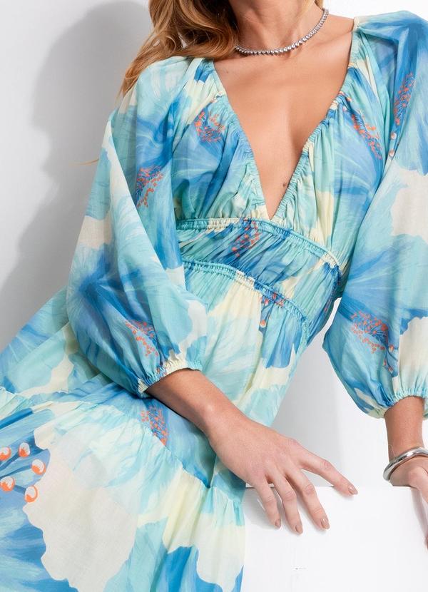 Farm - Vestido Longo Vestida de Flor Azul 7