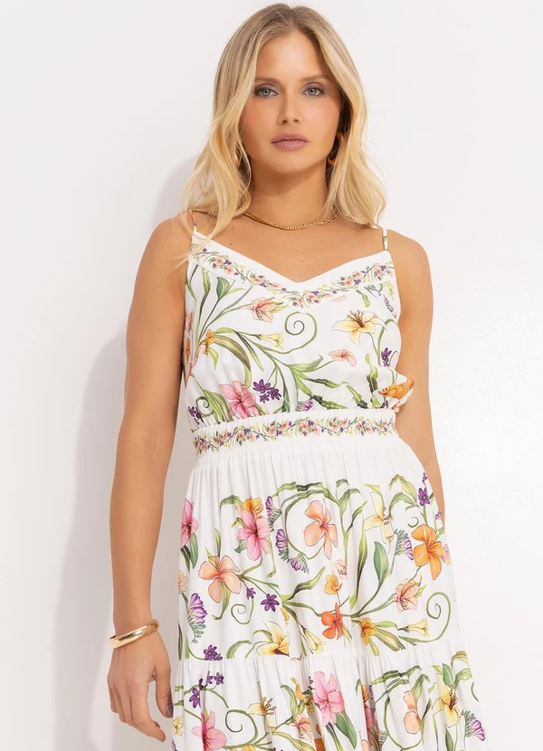 Farm - Vestido Longo Vestida de Flor Off White 4