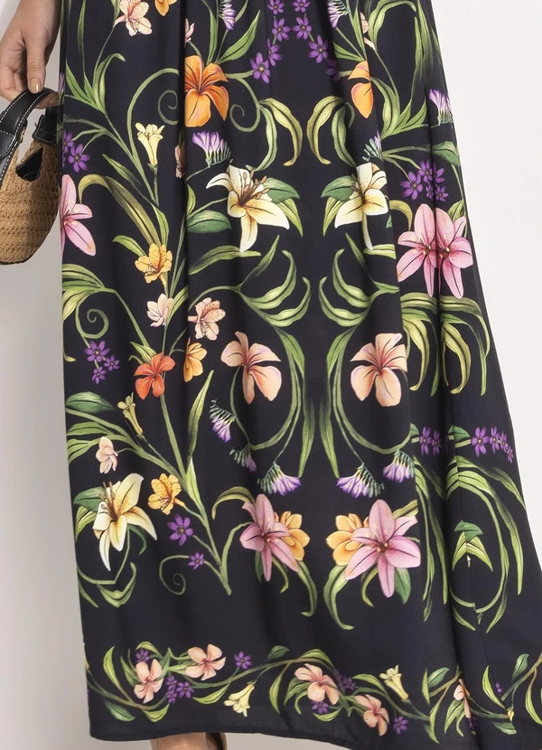 Farm - Vestido Longo Vestida de Flor Preto 6