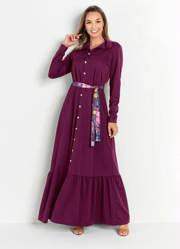 Rosalie Vestido Longo Vinho