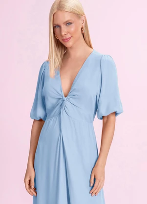Angel - Vestido Longo Viscose Azul - ANGEL