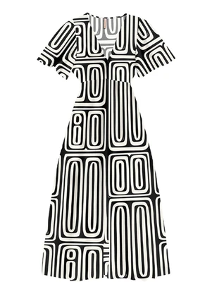 Angel - Vestido Longo Viscose Estampada Preto - ANGEL