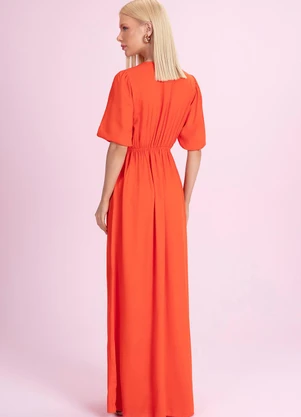Angel - Vestido Longo Viscose Laranja - ANGEL