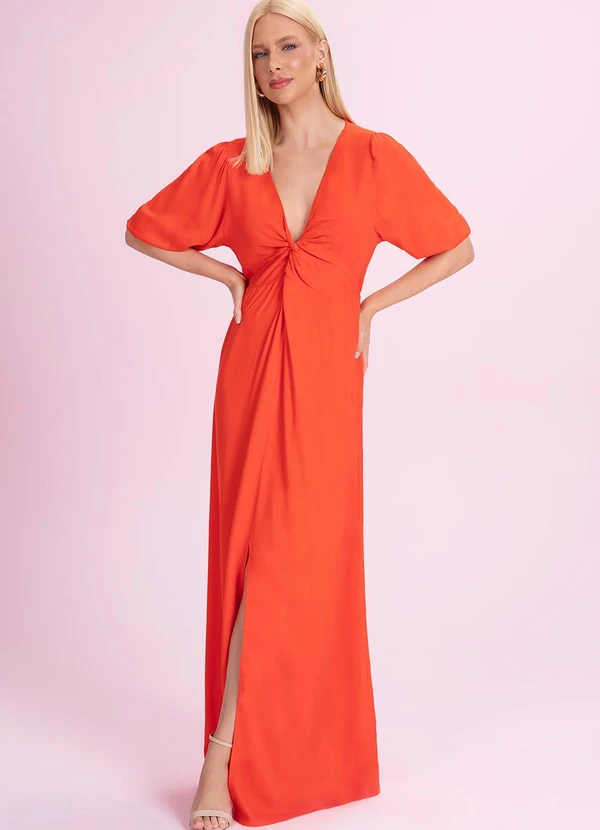 Angel - Vestido Longo Viscose Laranja