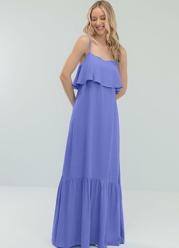Angel - Vestido Longo Viscose Lisa Azul