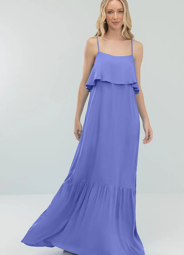 Angel - Vestido Longo Viscose Lisa Azul 3