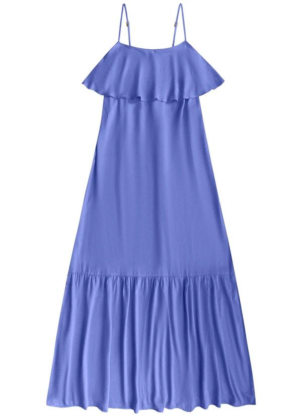 Angel - Vestido Longo Viscose Lisa Azul 4