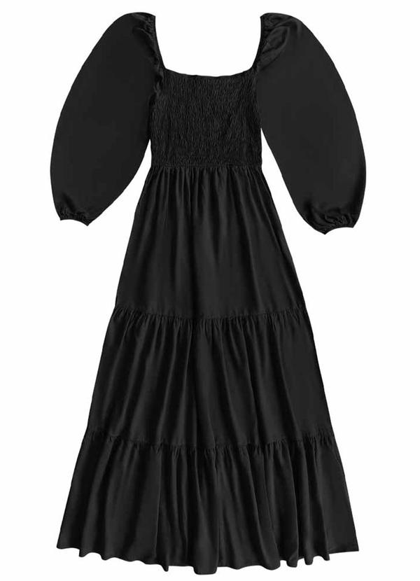 Angel - Vestido Longo Viscose Lisa Preto