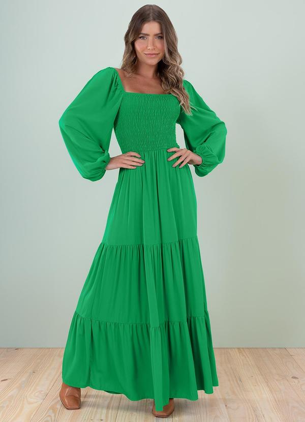 Angel - Vestido Longo Viscose Lisa Verde