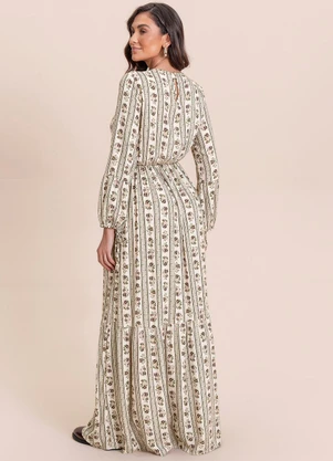 Angel - Vestido Longo Viscose Lurex Bege - ANGEL