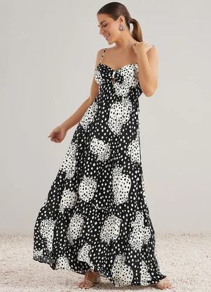 Angel - Vestido Longo Viscose  Preto - ANGEL