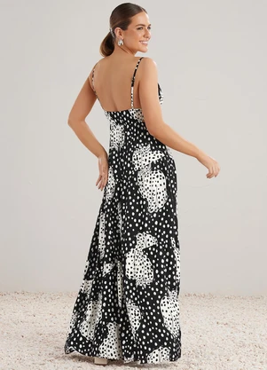 Angel - Vestido Longo Viscose  Preto - ANGEL