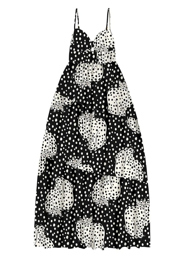 Angel - Vestido Longo Viscose  Preto 3