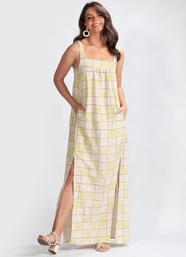 Animale Jeans - Vestido Longo Xadrez Malha Bege