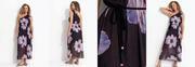 Vestido Longuete Ombro S� em Tule com Estampa Floral Maxi e Cord�o na Cintura