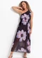 Quintess - Vestido Longuete Ombro Só em Tule com Estampa Floral Maxi e Cordão na Cintura - variação:  