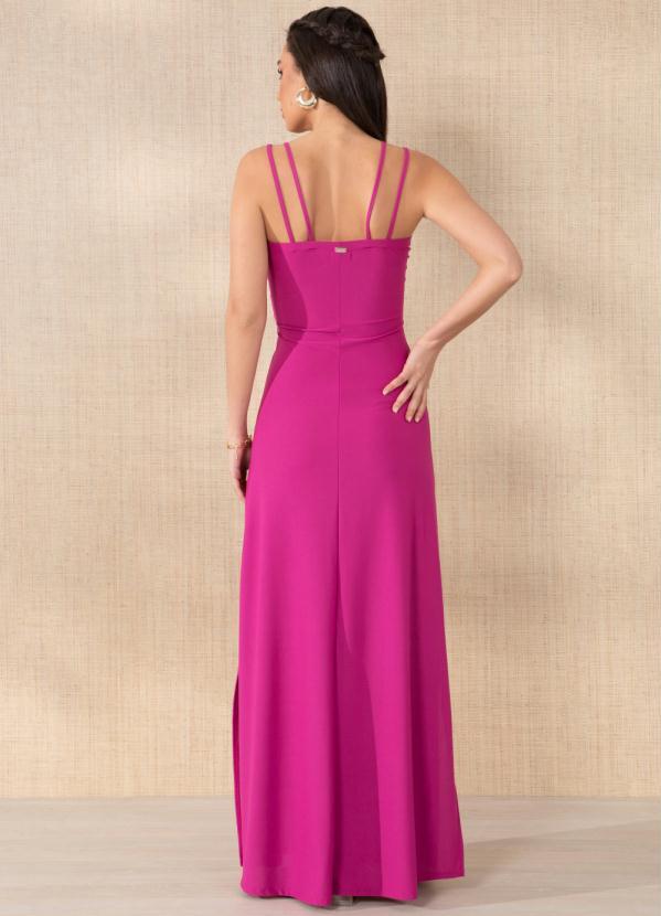 Quintess - Vestido Magenta com Drapeado no Busto 2