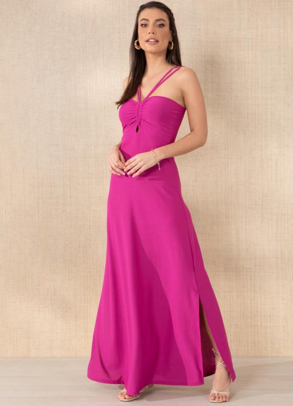 Quintess - Vestido Magenta com Drapeado no Busto 3